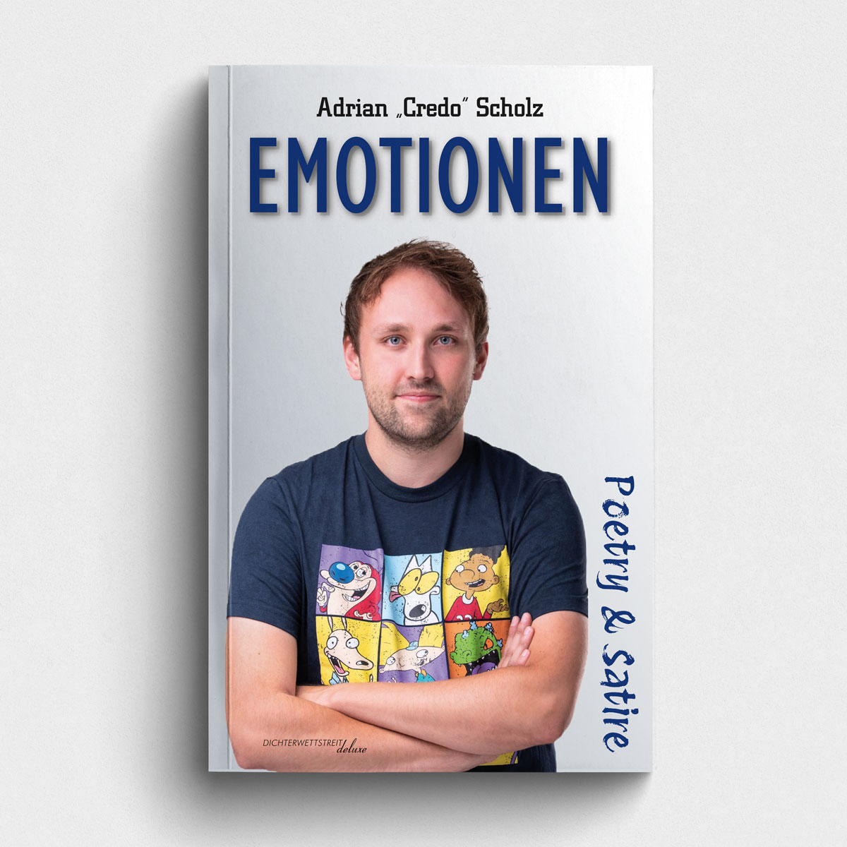 Buch Emotionen - Poetry & Satire. Textsammlung von Poetry Slammer Adrian "Credo" Scholz. Abbildung Buchcover.